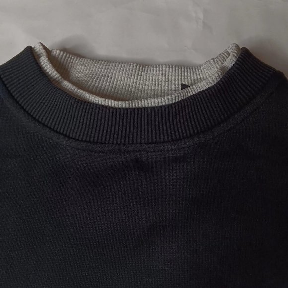 Vintage 80s Sasson Unisex Medium Sweatshirt Crew Neck Black Gray Stripe Retro - Picture 5 of 13